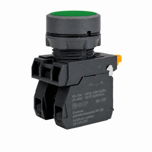 Кнопка SB-21 плоская без фиксации 1NO зеленая IP65