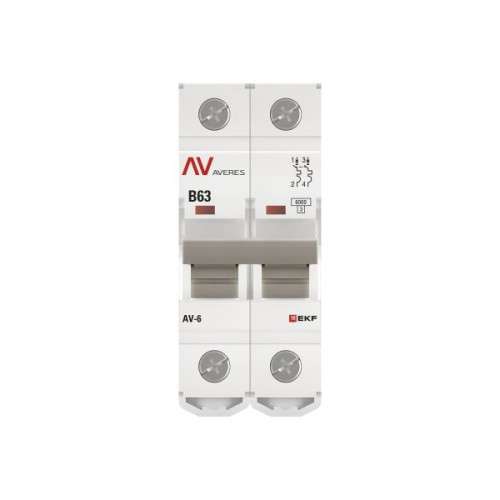Авт. выкл. AV-6 2P 63A (B) 6kA EKF AVERES Авт. выкл. AV-6 2P 63A (B) 6kA EKF AVERES
