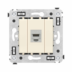 Компьютерная розетка RJ-45 без шторки в стену, кат.6 одинарная экранированная, Avanti, ванильная дымка