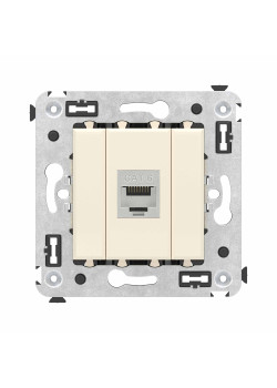 Компьютерная розетка RJ-45 без шторки в стену, кат.6 одинарная экранированная, Avanti, ванильная дымка