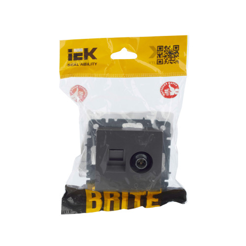 BRITE Розетка двойная TV+RJ45 кат.5E РТВ/РК12-БрС сталь IEK BRITE Розетка двойная TV+RJ45 кат.5E РТВ/РК12-БрС сталь IEK