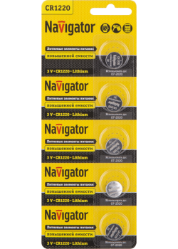 Элемент питания литиевый CR1220 94 778 NBT-CR1220-BP5 (блист.5шт) Navigator 94778