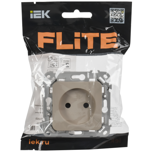 FLITE Розетка без заземления с защитными шторками безвинтовое крепление 10А РСш01-1-ФлЛ льняной IEK FLITE Розетка без заземления с защитными шторками безвинтовое крепление 10А РСш01-1-ФлЛ льняной IEK