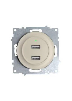 Розетка USB 2-м СП Florence 16А IP20 с подсветкой механизм беж. (1E10351301) OneKeyElectro 2260090