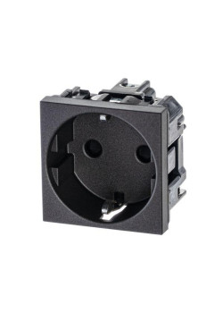 Розетка 1-м СП 2мод. Zenit 16А IP21 250В с заземл. Schuko защ. шторки механизм антрацит ABB 2CLA228800N1801