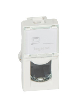 Розетка компьютерная СП 1мод. Mosaic RJ45 кат.5E UTP механизм бел. Leg 076551