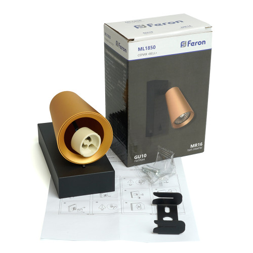 Светильник Feron ML1850 BELL, 35W, 230V, GU10, золото и чёрный Светильник Feron ML1850 BELL, 35W, 230V, GU10, золото и чёрный