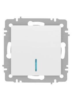 Выключатель Intro Accent 6-102-01 с подсветкой 10А-250В IP20 СУ AL/CU бел. Intro Б0063445