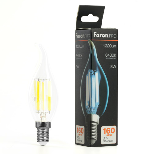 Лампа светодиодная Feron.PRO LB-1218 Свеча на ветру E14 1320LM 8W 175-265V 6400K Лампа светодиодная Feron.PRO LB-1218 Свеча на ветру E14 1320LM 8W 175-265V 6400K