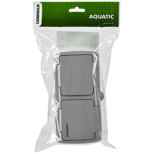 AQUATIC Розетка 2-местная с заземлением и крышкой для открытой установки 16А IP54 РСш22-2-А GENERICA