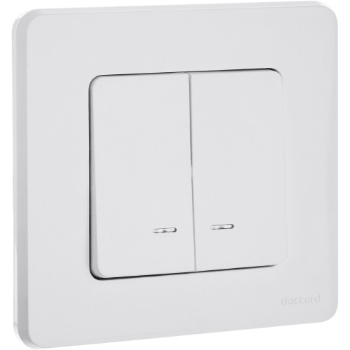 INSPIRIA Выключатель 2-клавишный с подсветкой/индикацией схема 5L 10АХ безвинтовые зажимы белый INSPIRIA Выключатель 2-клавишный с подсветкой/индикацией схема 5L 10АХ безвинтовые зажимы белый