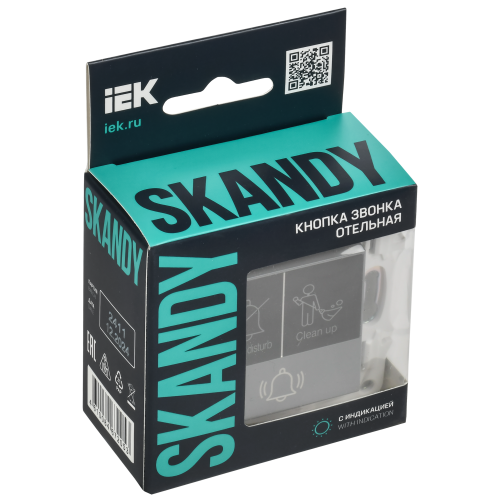 SKANDY Кнопка звонка с индикацией для отелей 10А SK-V17Gr серый IEK SKANDY Кнопка звонка с индикацией для отелей 10А SK-V17Gr серый IEK