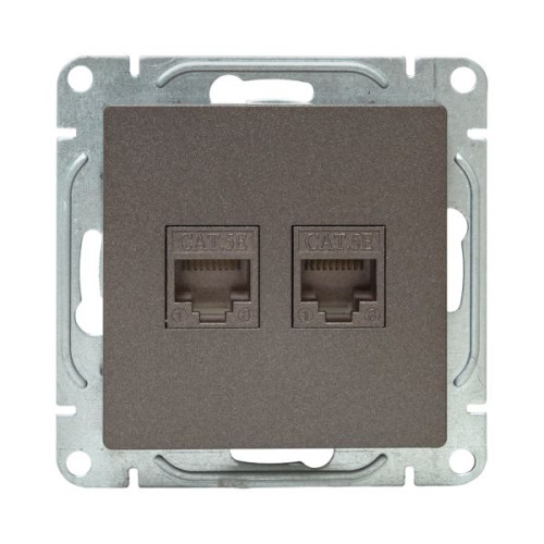 Механизм роз., RJ45 - 2шт, (cat5), мокко., Эпика EKF Механизм роз., RJ45 - 2шт, (cat5), мокко., Эпика EKF