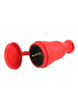 Разъем каучуковый R8-RED-IP44 с/з прямой 16А IP44 красн. Эра Б0044548