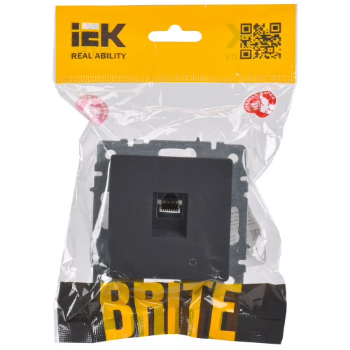 BRITE Розетка компьютерная RJ45 кат.6 РК11-БрГ графит IEK