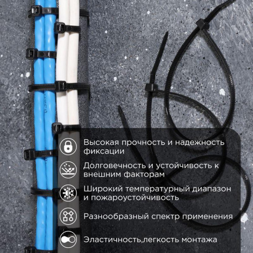 Хомут кабельный 2.5х200 нейл. черн. (уп.100шт) PROCONNECT 57-0201-4 Хомут кабельный 2.5х200 нейл. черн. (уп.100шт) PROCONNECT 57-0201-4