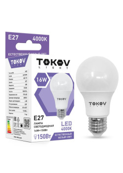 Лампа светодиодная 16Вт А60 4000К Е27 176-264В (TKL) TOKOV ELECTRIC TKL-A60-E27-16-4K