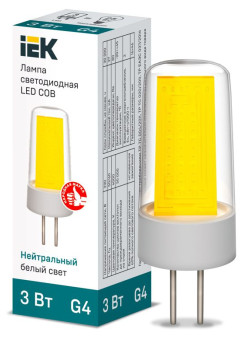 Лампа светодиодная COB 3Вт капсульная 4000К нейтр. бел. G4 230В керамика IEK LLE-COB-3-230-40-G4