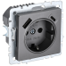 BRITE Розетка 1-местная с заземлением с защитными шторками 16А с USB A+C 18Вт РЮш11-1-БрС сталь IEK