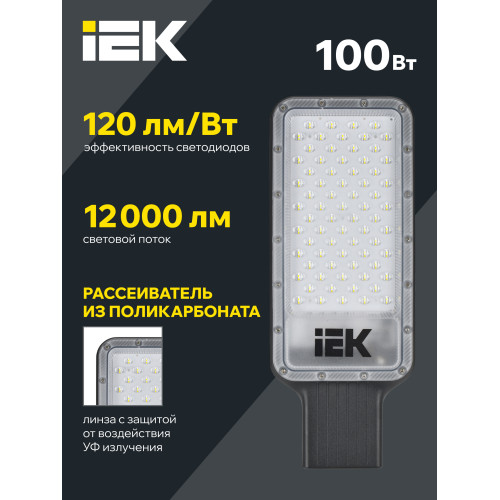 Светильник светодиодный консольный ДКУ 1011-100Ш 5000К IP65 IEK Светильник светодиодный консольный ДКУ 1011-100Ш 5000К IP65 IEK