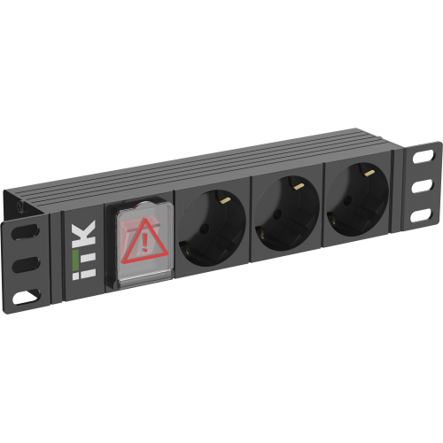 ITK PDU 3 розетки немецкий стандарт с LED выключателем 1U вход С14 без кабеля 10