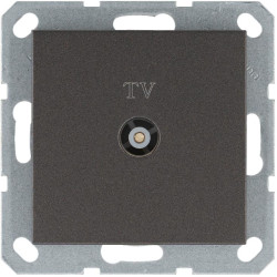 Розетка телевизионная проходная TV Ф9.5мм механизм мокко Jasmart G6002Z