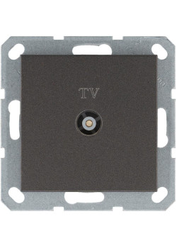 Розетка телевизионная проходная TV Ф9.5мм механизм мокко Jasmart G6002Z