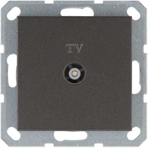 Розетка телевизионная проходная TV Ф9.5мм механизм мокко Jasmart G6002Z
