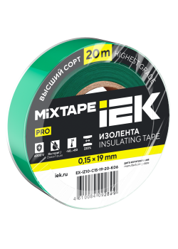 MIXTAPE PRO Изолента 0,15х19мм зеленая 20м IEK