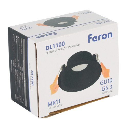 Светильник встраиваемый Feron DL1100 потолочный MR11 G5.3, GU10 черный