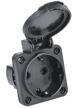 MAGNUM Розетка панельная SCHUKO РП14-3 с крышкой IP54 черный IEK