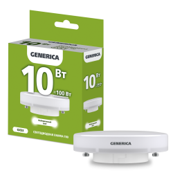 Лампа светодиодная T80 таблетка 10Вт 230В 4000К GX53 GENERICA