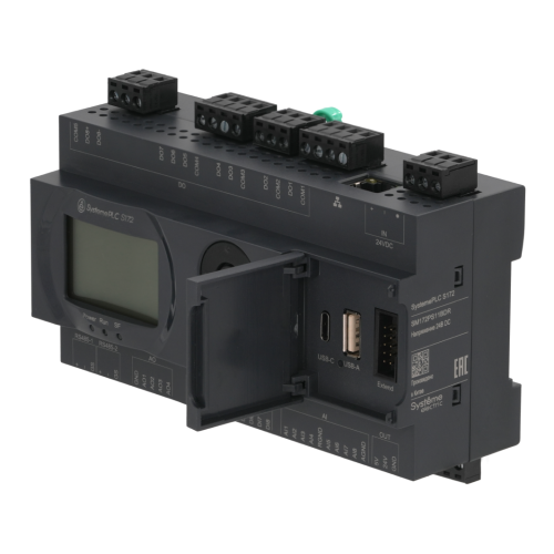 ПЛК S172; 24 VDC; дисплей; 28 IO: 8 DI, 8 DO (реле), 8 AI, 4 AO; 2xRS485, 1xRJ45