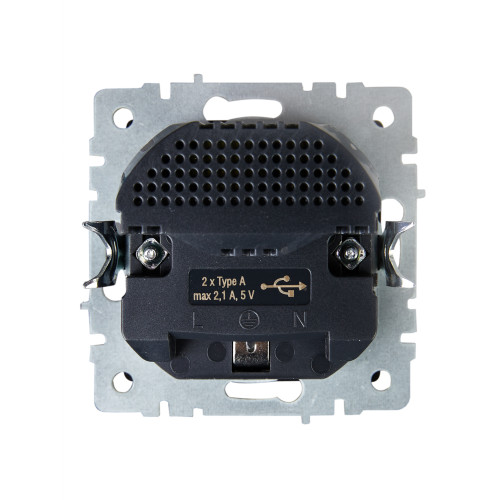 BRITE Розетка 1-местная с заземлением с защитными шторками 16А с USB A+A 5В 2,1А РЮш10-1-БрГ графит IEK BRITE Розетка 1-местная с заземлением с защитными шторками 16А с USB A+A 5В 2,1А РЮш10-1-БрГ графит IEK