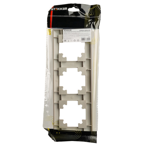 Рамка STEKKER, PFR00-7003-02 3-местная, пластик, серия Катрин, шампань Рамка STEKKER, PFR00-7003-02 3-местная, пластик, серия Катрин, шампань