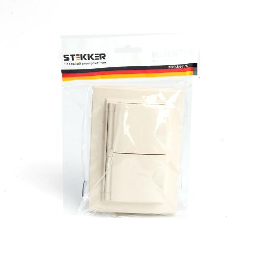 Розетка 2-местная с/з с крышкой STEKKER, PST16-9015-02, 250В, 16А, серия Эрна, слоновая кость Розетка 2-местная с/з с крышкой STEKKER, PST16-9015-02, 250В, 16А, серия Эрна, слоновая кость