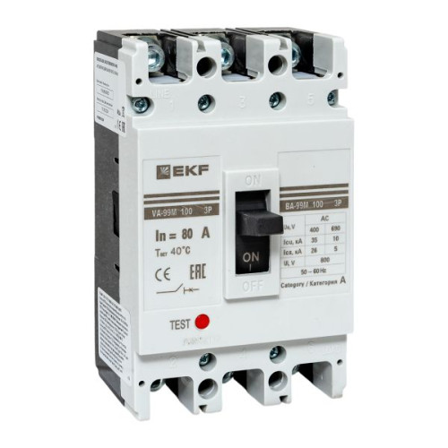 ВА-99М 100/80А 3P 10In 35кА с термомагнитным расцепителем EKF