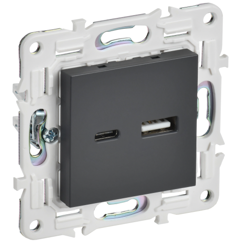 SKANDY Розетка USB A+C 18Вт SK-R13T титан IEK