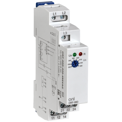 Реле контроля фаз ORF-08D 3 фазы 2 контакта 220-460В AC ONI