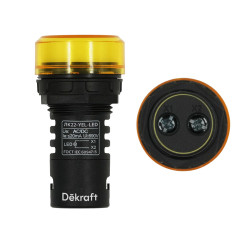 Лампа комм. ADDS D22 LED жел. 220В AC/DC ЛK-22