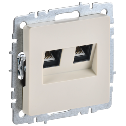 BRITE Розетка компьютерная двойная RJ45 кат.6 РК11-2-БрКр бежевый IEK