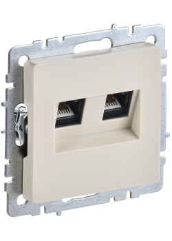 BRITE Розетка компьютерная двойная RJ45 кат.6 РК11-2-БрКр бежевый IEK