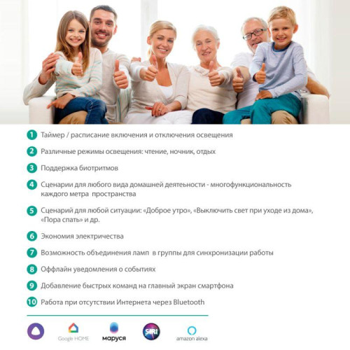 Светильник светодиодный умный Smart Home LBS/SH-30/RGBCW/WIFI 30Вт RGB+DIM+CW 220 WiFi Camelion 14782