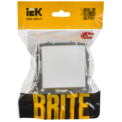BRITE Розетка 1-местная с заземлением с защитными шторками и крышкой 16А IP44 РСбш10-3-44-БрАБ арктический белый IEK BRITE Розетка 1-местная с заземлением с защитными шторками и крышкой 16А IP44 РСбш10-3-44-БрАБ арктический белый IEK