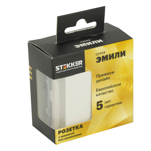 Розетка 1-местная с крышкой с защ. штор, STEKKER, б/з, IP42, 250В, 16А, серия Эмили, RST16-5113-01, белый фарфор, soft touch Розетка 1-местная с крышкой с защ. штор, STEKKER, б/з, IP42, 250В, 16А, серия Эмили, RST16-5113-01, белый фарфор, soft touch