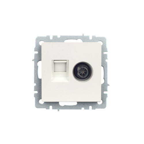 BRITE Розетка двойная TV+RJ45 кат.5E РТВ/РК12-БрЖ жемчуг IEK BRITE Розетка двойная TV+RJ45 кат.5E РТВ/РК12-БрЖ жемчуг IEK