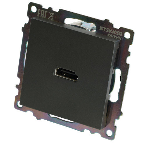Розетка HDMI 2.1, Type A (механизм), серия Катрин, графит, GLS00-7118-06 Розетка HDMI 2.1, Type A (механизм), серия Катрин, графит, GLS00-7118-06