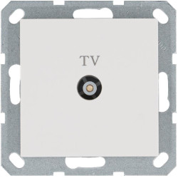 Розетка телевизионная проходная TV Ф9.5мм механизм бел. глянцевый Jasmart G6002W