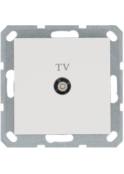 Розетка телевизионная проходная TV Ф9.5мм механизм бел. глянцевый Jasmart G6002W