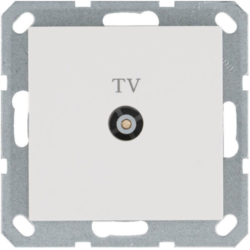 Розетка телевизионная проходная TV Ф9.5мм механизм бел. глянцевый Jasmart G6002W